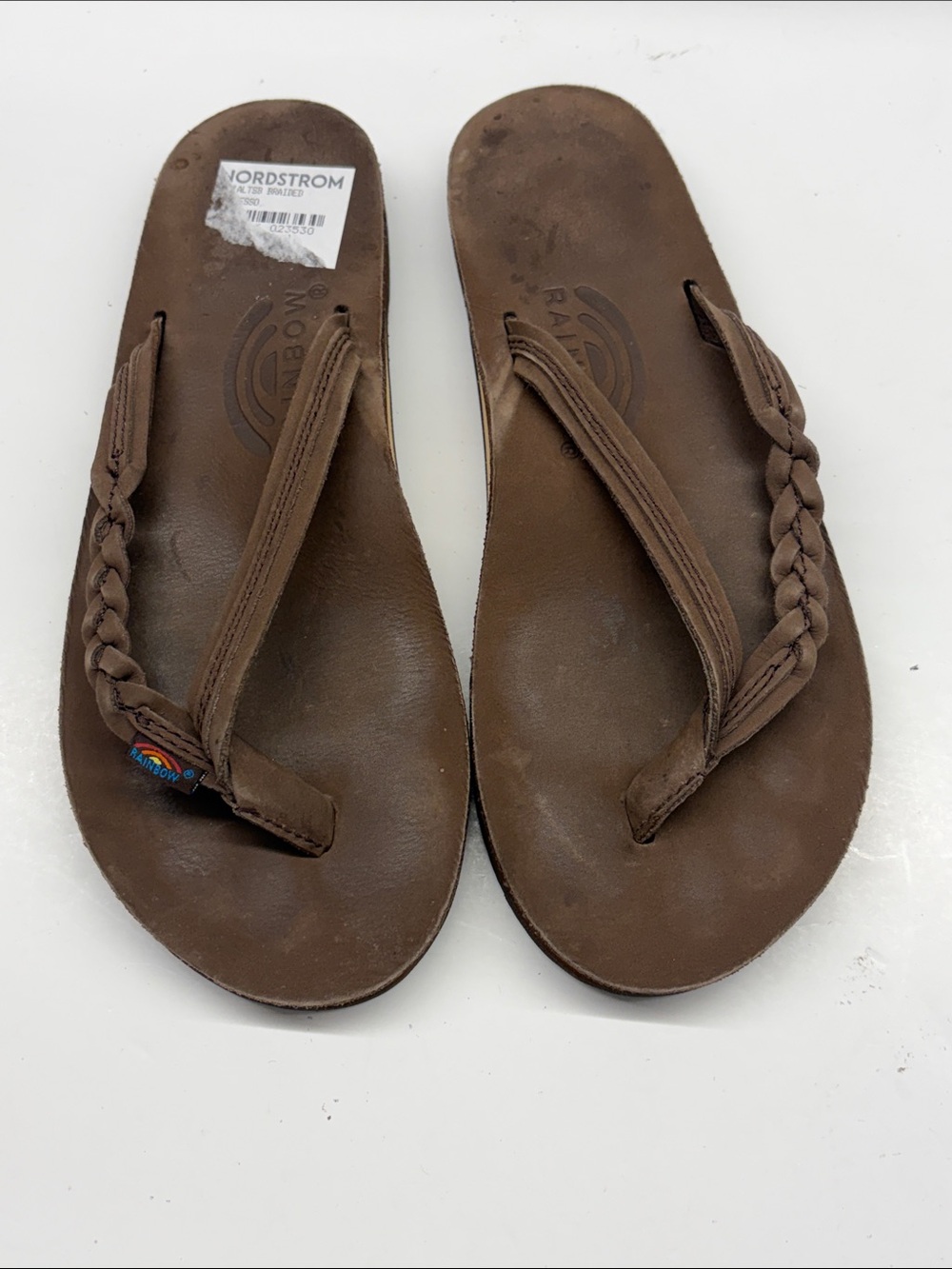 Used Rainbow Women’s Brown Braided Leather Sandals